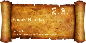 Radek Mietta névjegykártya